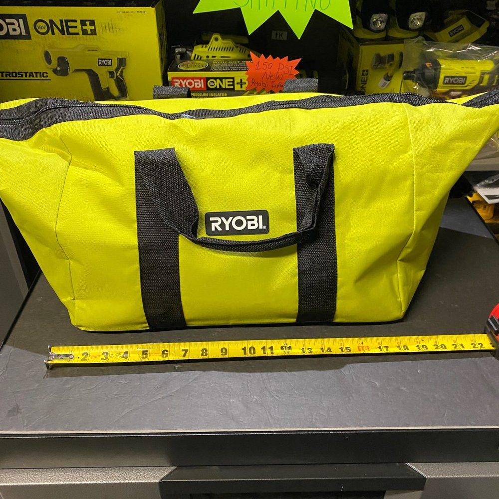🆕 Ryobi 18" x 13" x 12" Contractors Heavy Duty Green Tool Bag